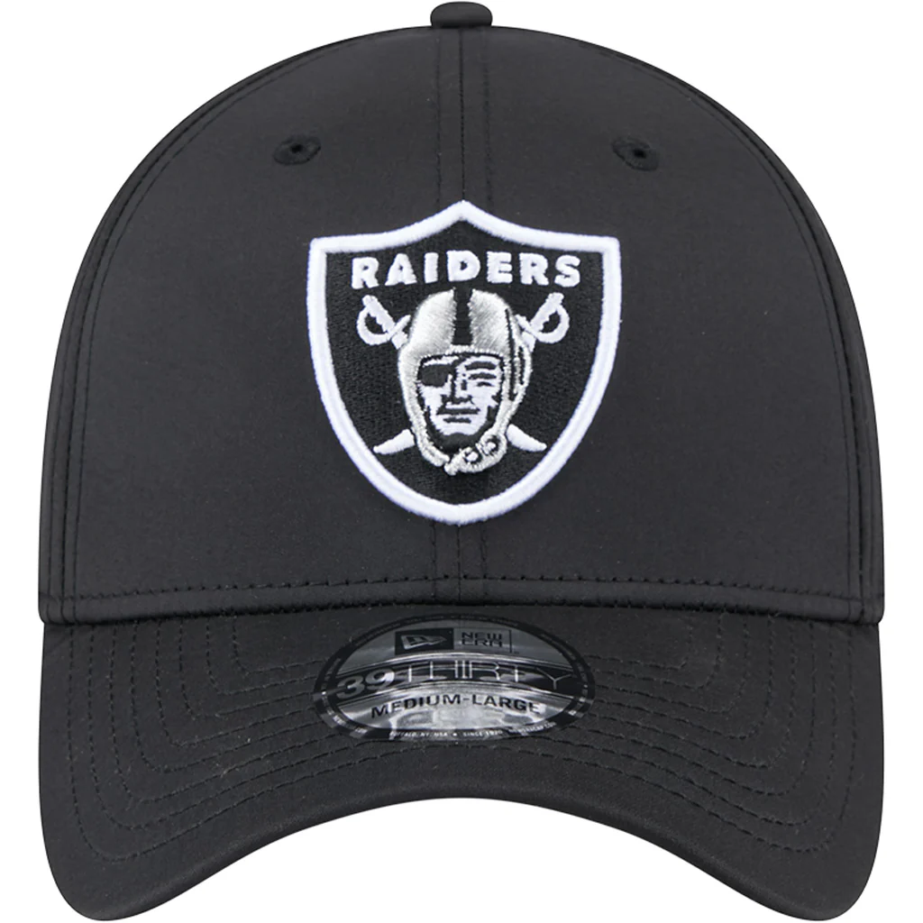 NFL Las Vegas Raiders New Era Mid Perf 39THIRTY Flex Fit Hat - Black - Image 3
