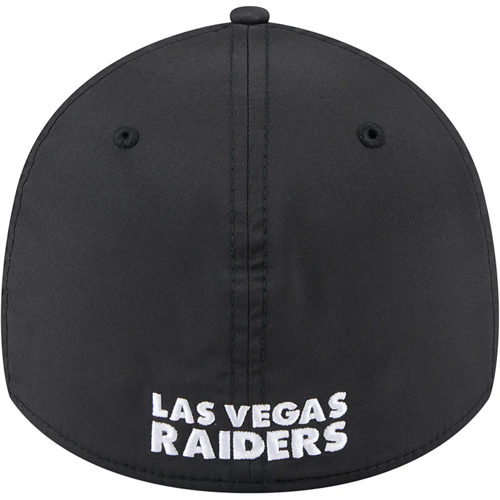 NFL Las Vegas Raiders New Era Mid Perf 39THIRTY Flex Fit Hat - Black - Image 4