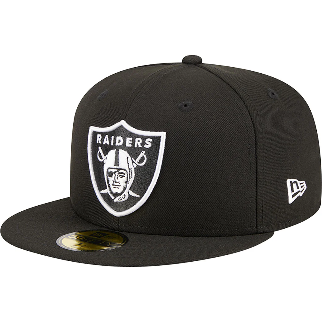 NFL Las Vegas Raiders New Era Side Patch Black & White 59FIFTY Fitted Hat - Black