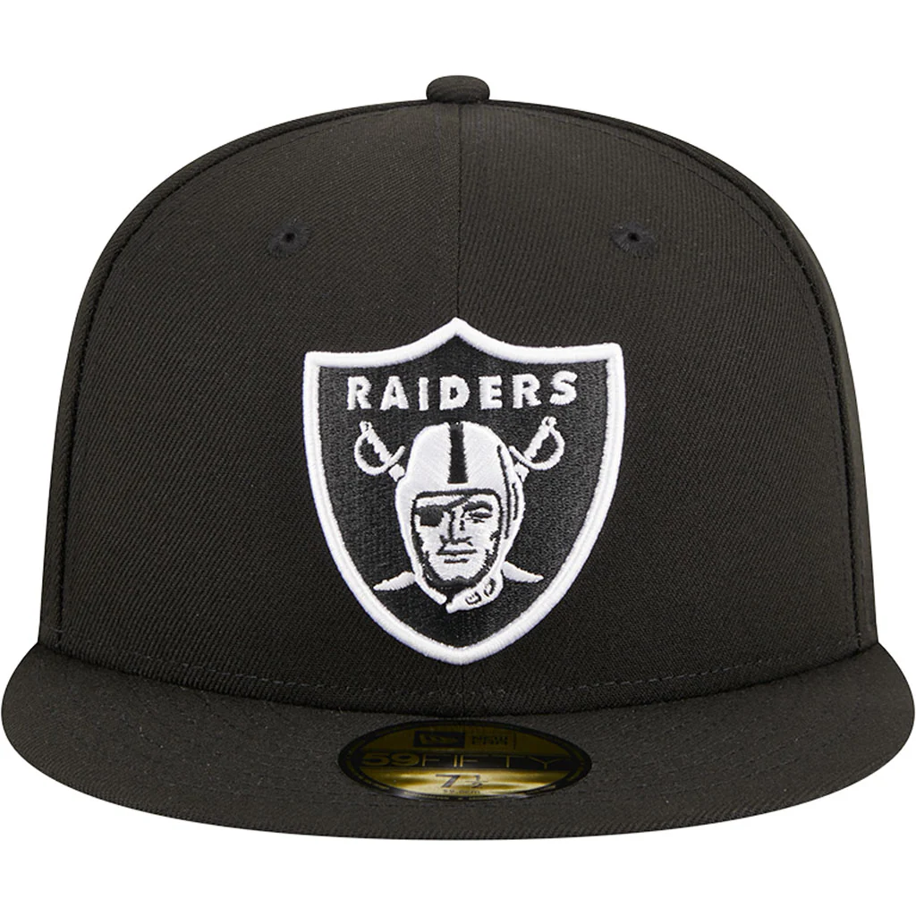 NFL Las Vegas Raiders New Era Side Patch Black & White 59FIFTY Fitted Hat - Black - Image 3