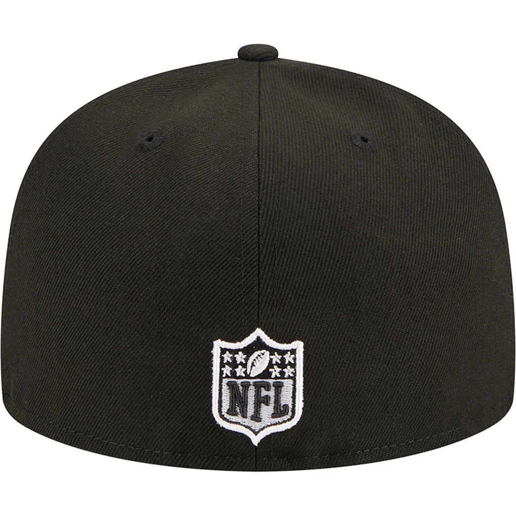 NFL Las Vegas Raiders New Era Side Patch Black & White 59FIFTY Fitted Hat - Black - Image 6