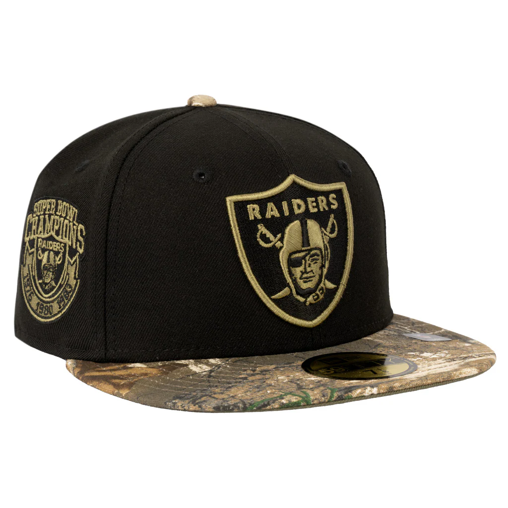 NFL Las Vegas Raiders New Era Two-Tone Real Tree Shadow 59FIFTY Fitted Hat - Black - Image 2