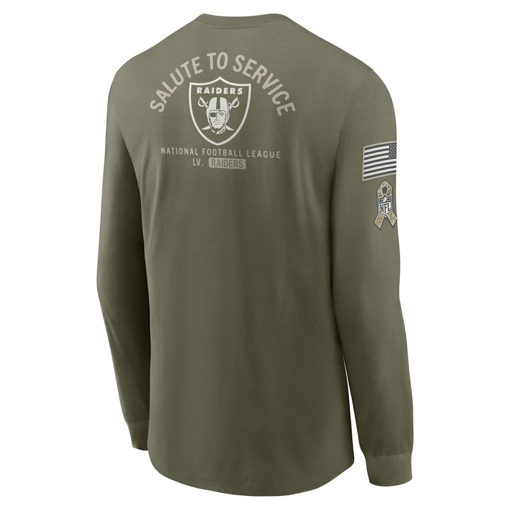 NFL Las Vegas Raiders Nike 2025 Salute to Service Long Sleeve T-Shirt - Green - Image 3