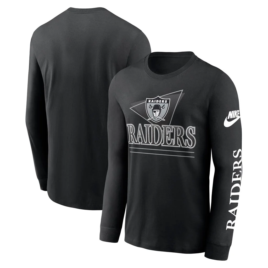 NFL Las Vegas Raiders Nike Rewind Cotton Long Sleeve T-Shirt - Black