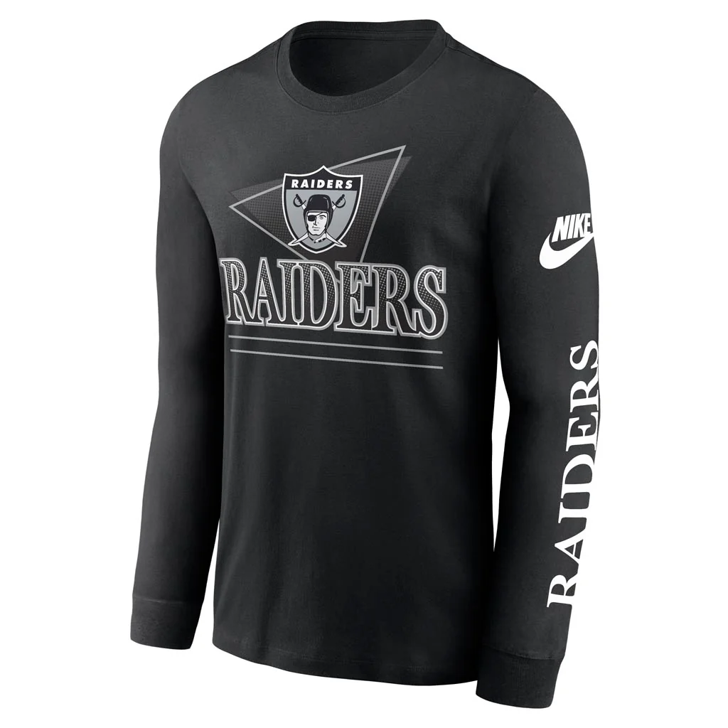 NFL Las Vegas Raiders Nike Rewind Cotton Long Sleeve T-Shirt - Black - Image 2