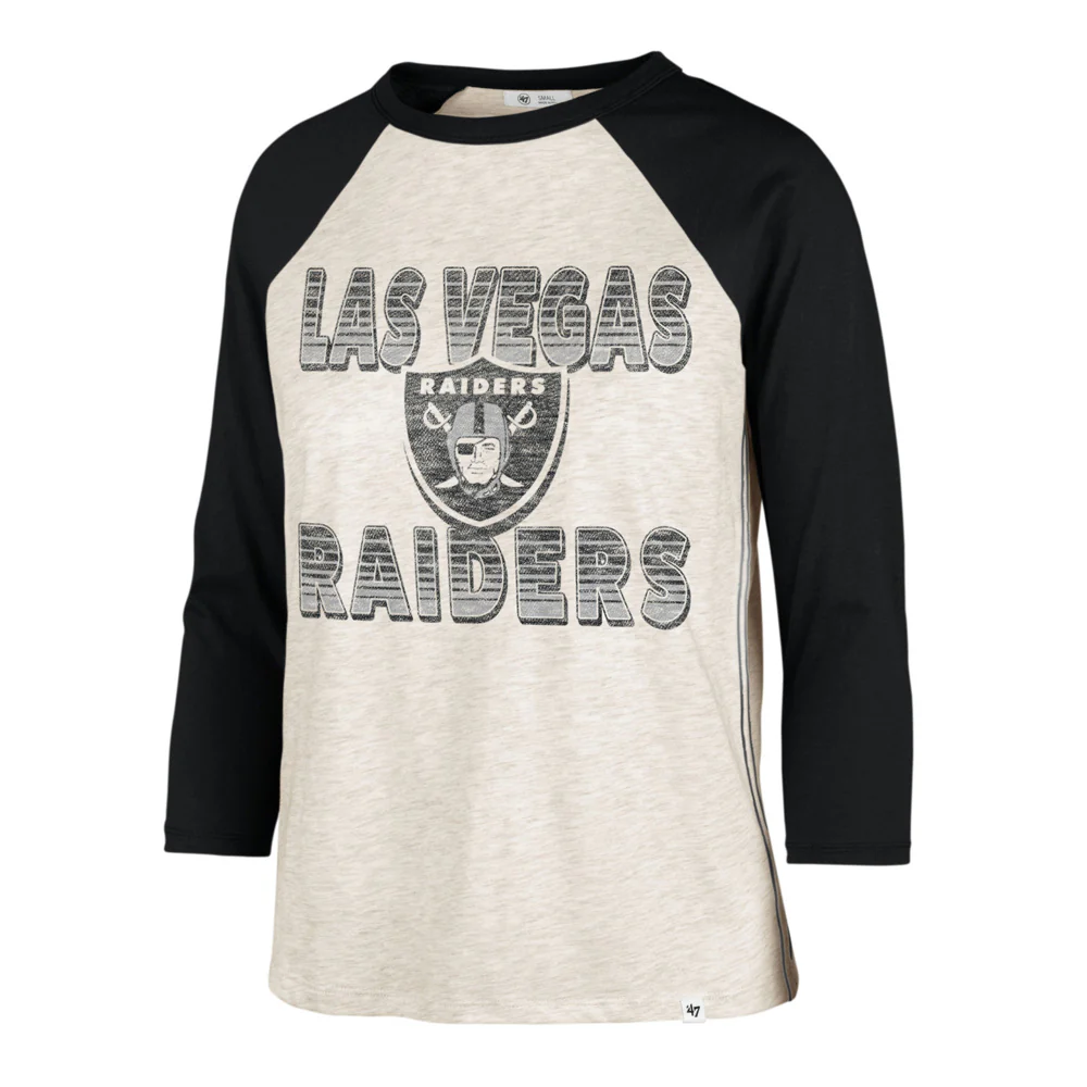 NFL Las Vegas Raiders Women's '47 Good Vibes Ava Raglan T-Shirt - Cream