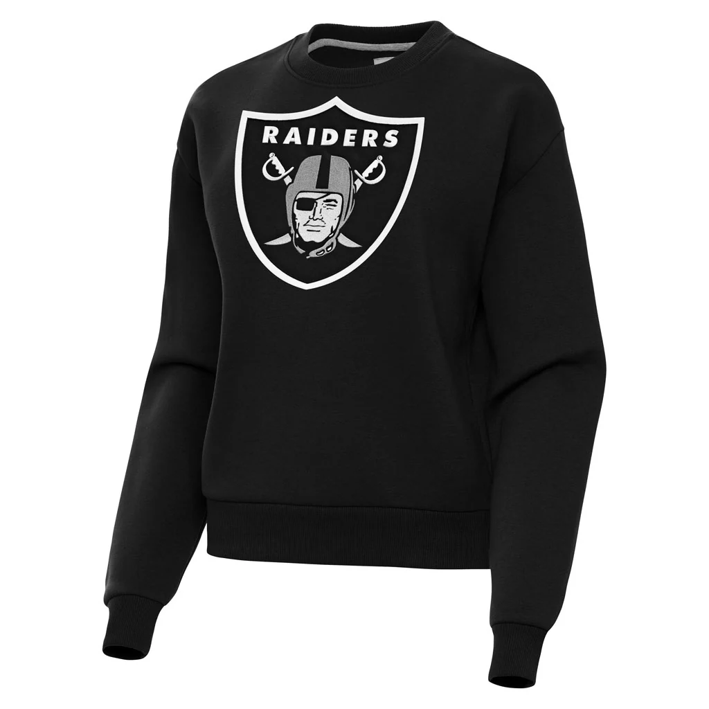 NFL Las Vegas Raiders Women's Antigua Full Front Victory Crewneck Sweater - Black