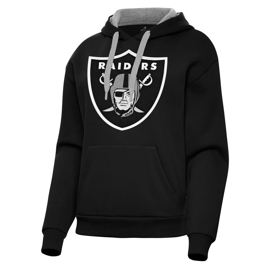 NFL Las Vegas Raiders Women's Antigua Full Front Victory Pullover Hoodie - Black