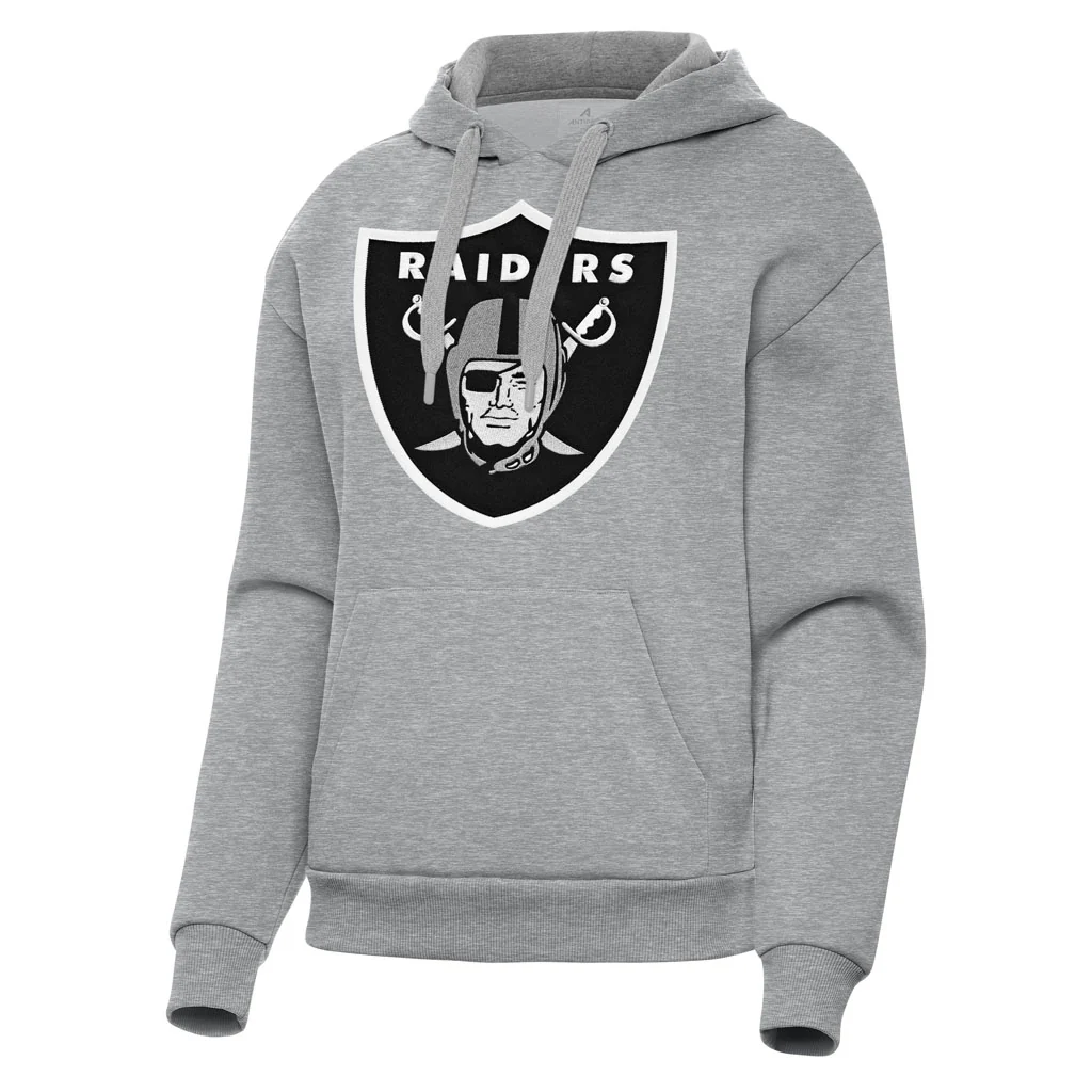 NFL Las Vegas Raiders Women's Antigua Full Front Victory Pullover Hoodie - Heather gray