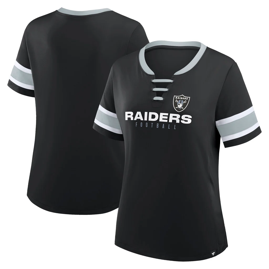 NFL Las Vegas Raiders Women's Fanatics Draw Play Athena Lace-Up Top - Black
