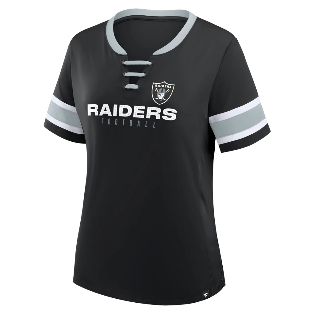 NFL Las Vegas Raiders Women's Fanatics Draw Play Athena Lace-Up Top - Black - Image 2