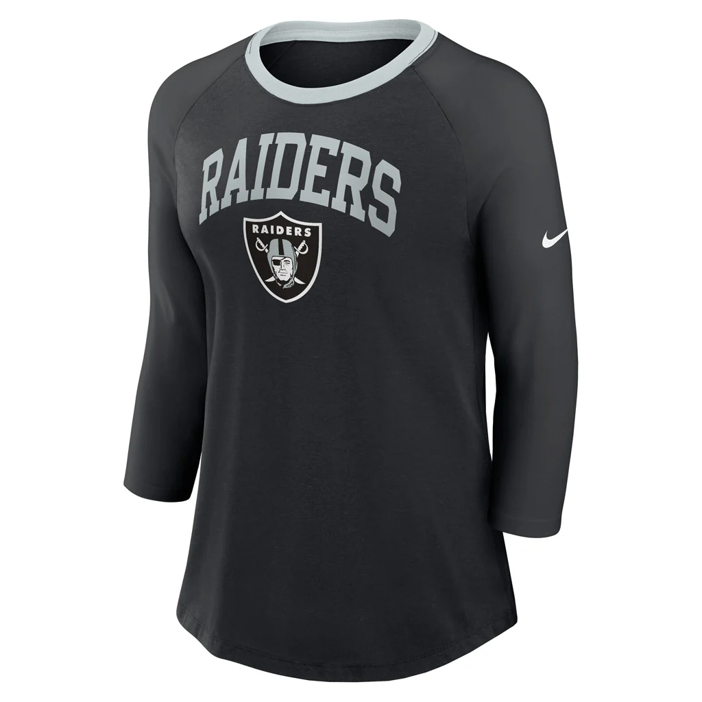 NFL Las Vegas Raiders Women's Nike Fashion 3/4 Sleeve T-Shirt - Black - Image 2