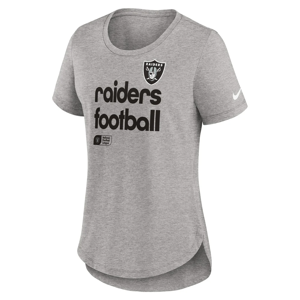 NFL Las Vegas Raiders Women's Nike Tri-Blend Fashion T-Shirt - Heather Gray - Image 2