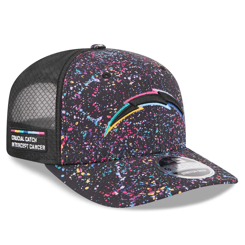NFL Los Angeles Chargers New Era 2025 Crucial Catch 9SEVENTY Stretch-Snapback Hat - Black