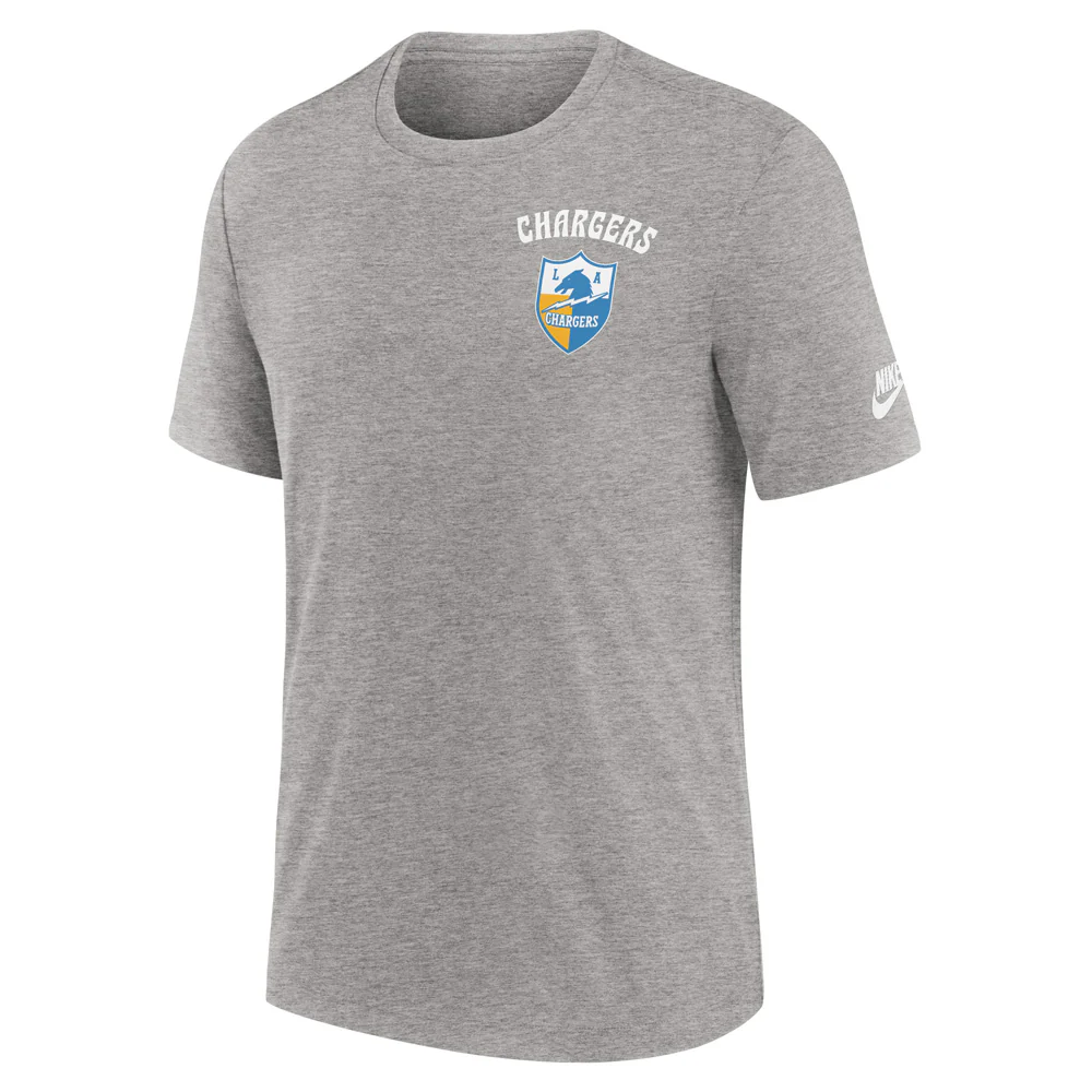 NFL Los Angeles Chargers Nike 2-Hit Tri-Blend T-Shirt - Gray - Image 2