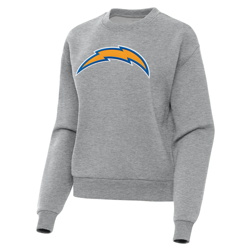 NFL Los Angeles Chargers Women's Antigua Full Front Victory Crewneck Sweater - Heather gray