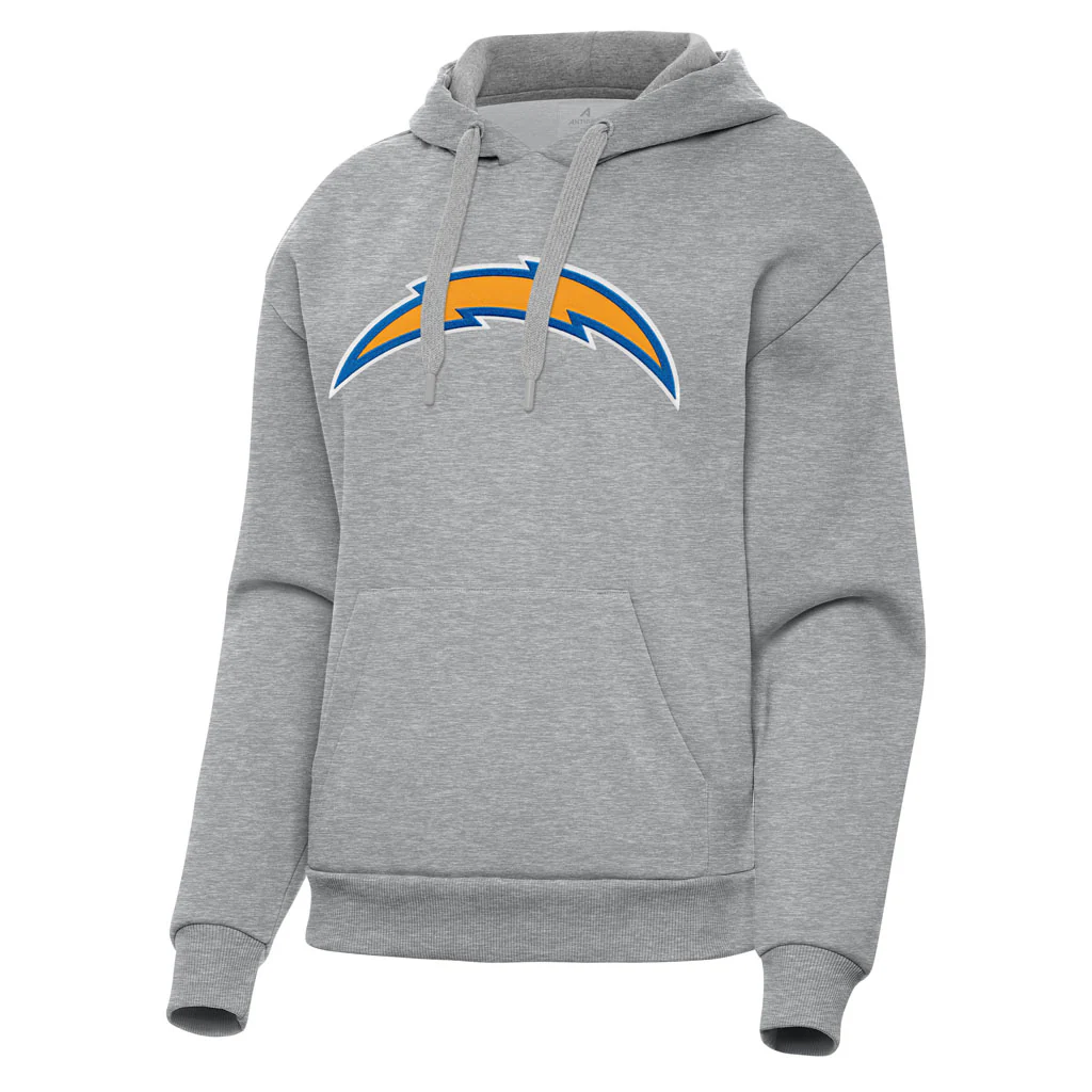 NFL Los Angeles Chargers Women's Antigua Full Front Victory Pullover Hoodie - Heather gray