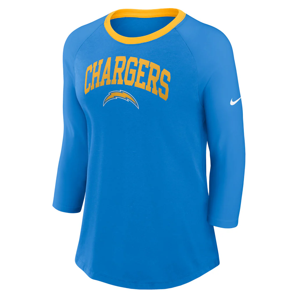NFL Los Angeles Chargers Women's Nike Fashion 3/4 Sleeve T-Shirt - Blue - Image 2