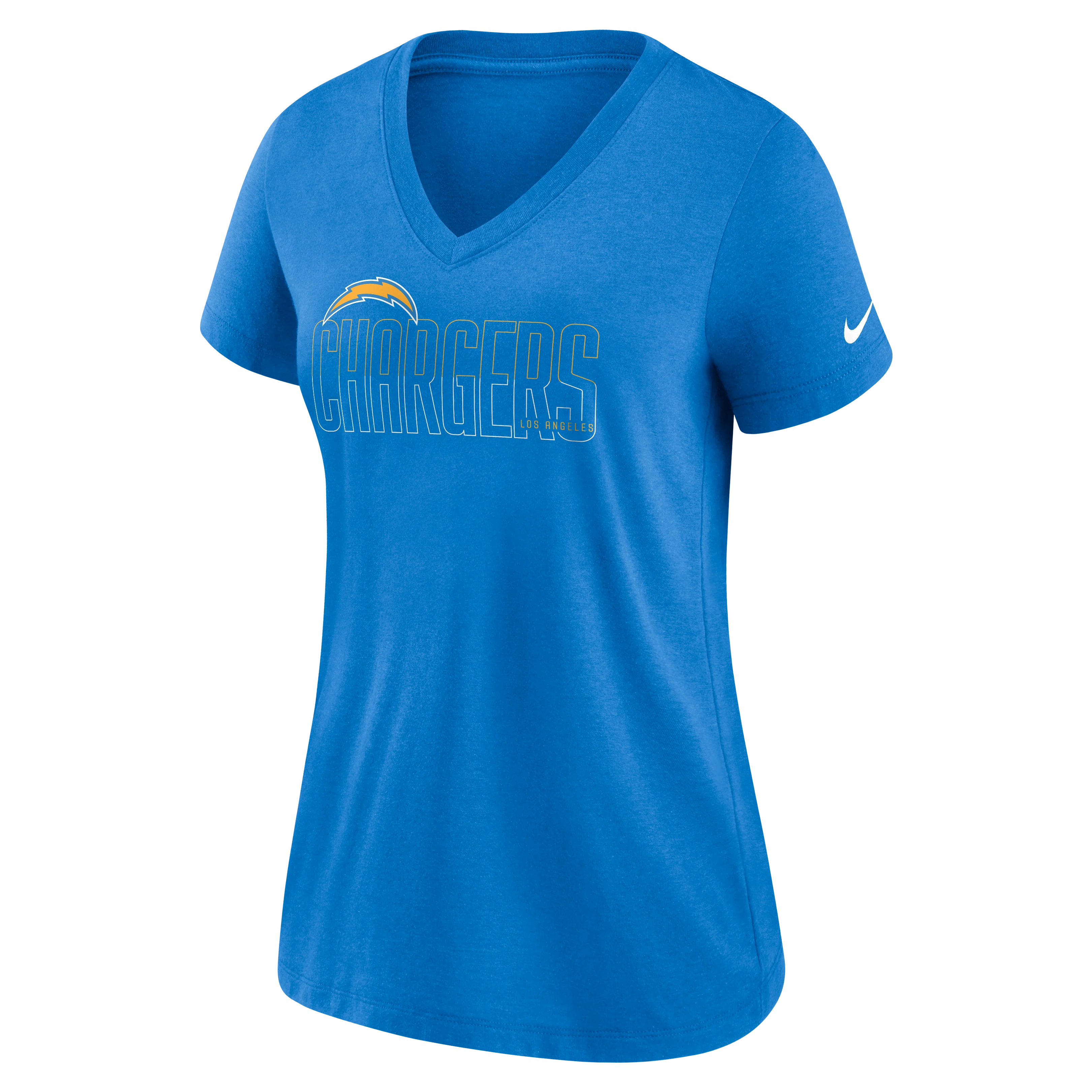 NFL Los Angeles Chargers Women's Nike Tri-Blend Lockup V-Neck T-Shirt - Blue