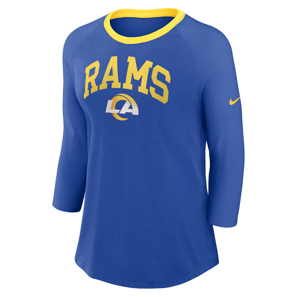 NFL Los Angeles Rams Women's Nike Fashion 3/4 Sleeve T-Shirt - Blue - Image 2