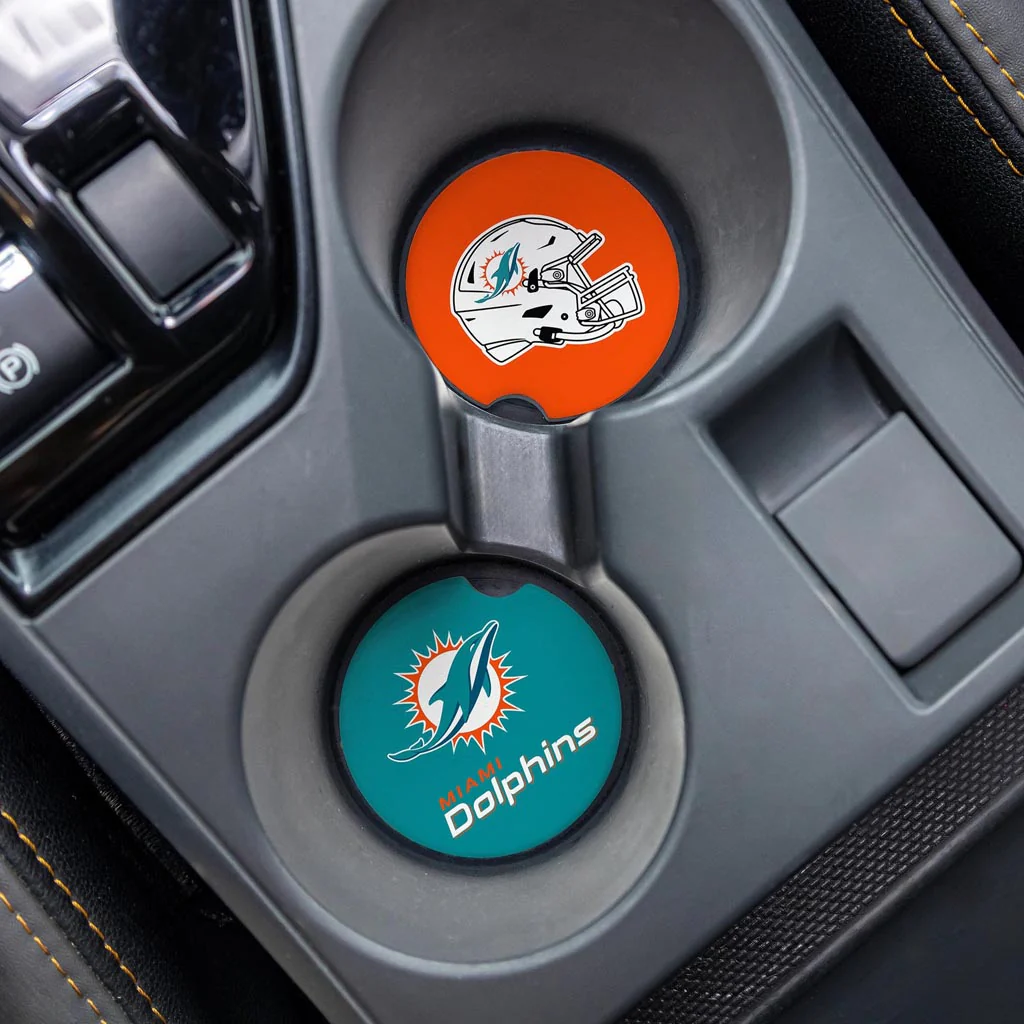 NFL Miami Dolphins Evergreen 2-Pack Car Coasters - Image 2