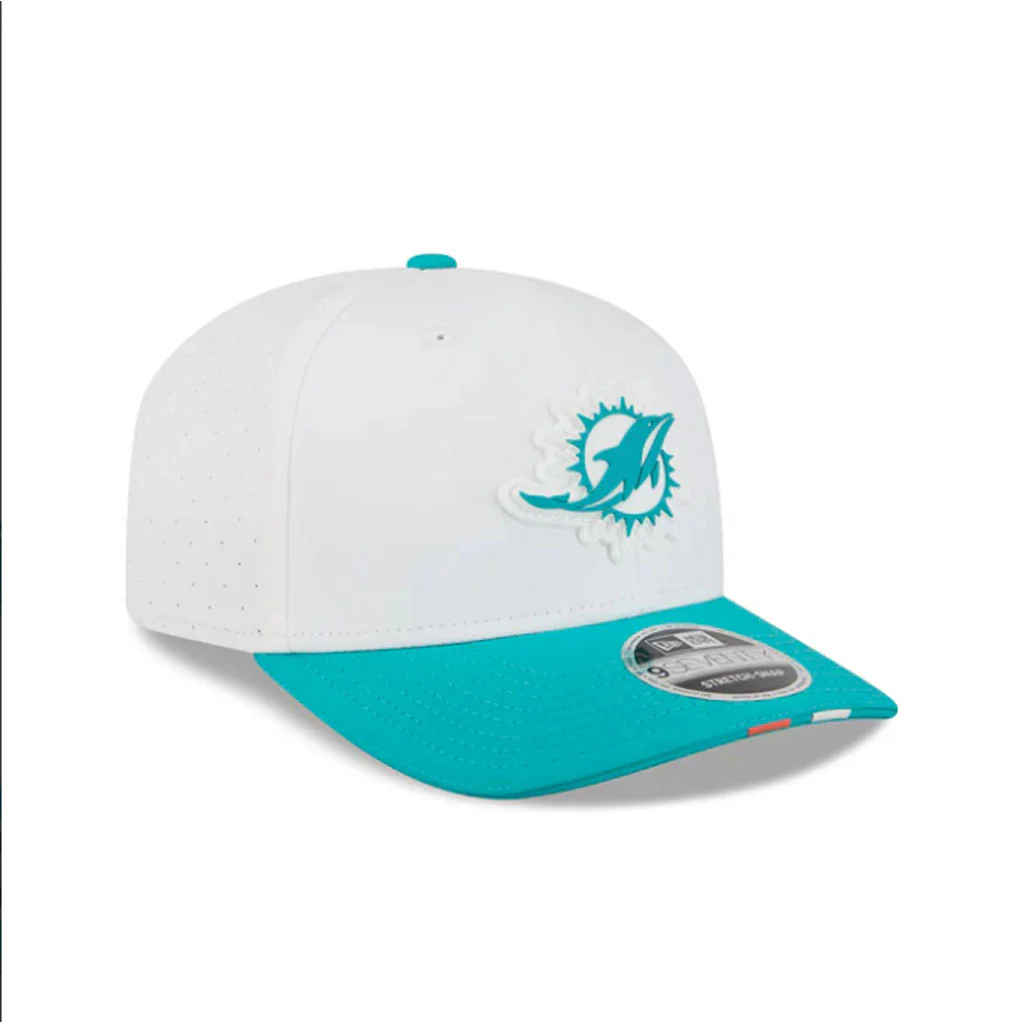 NFL Miami Dolphins New Era 2025 Training 9SEVENTY Stretch Snap Hat - White - Image 2