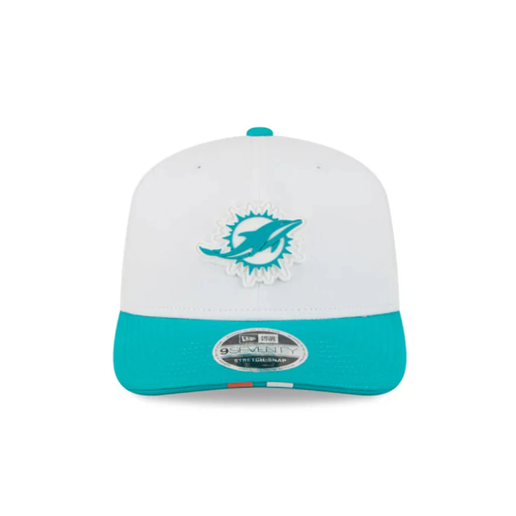 NFL Miami Dolphins New Era 2025 Training 9SEVENTY Stretch Snap Hat - White - Image 3