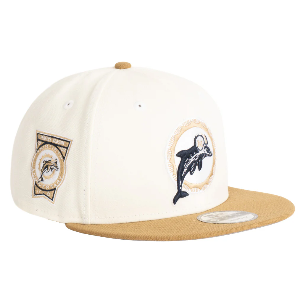 NFL Miami Dolphins New Era Harvester 9FIFTY Snapback Hat - Wheat - Image 2