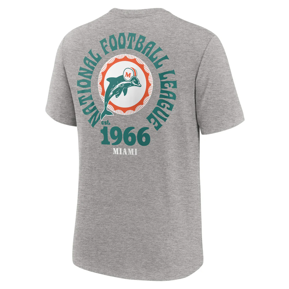 NFL Miami Dolphins Nike 2-Hit Tri-Blend T-Shirt - Gray - Image 3