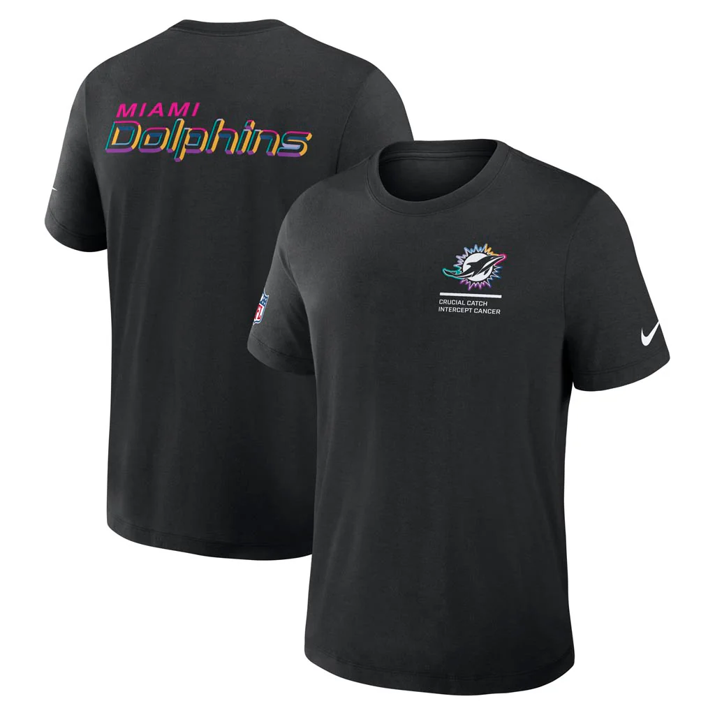 NFL Miami Dolphins Nike 2025 Crucial Catch Tri-Blend T-Shirt - Black