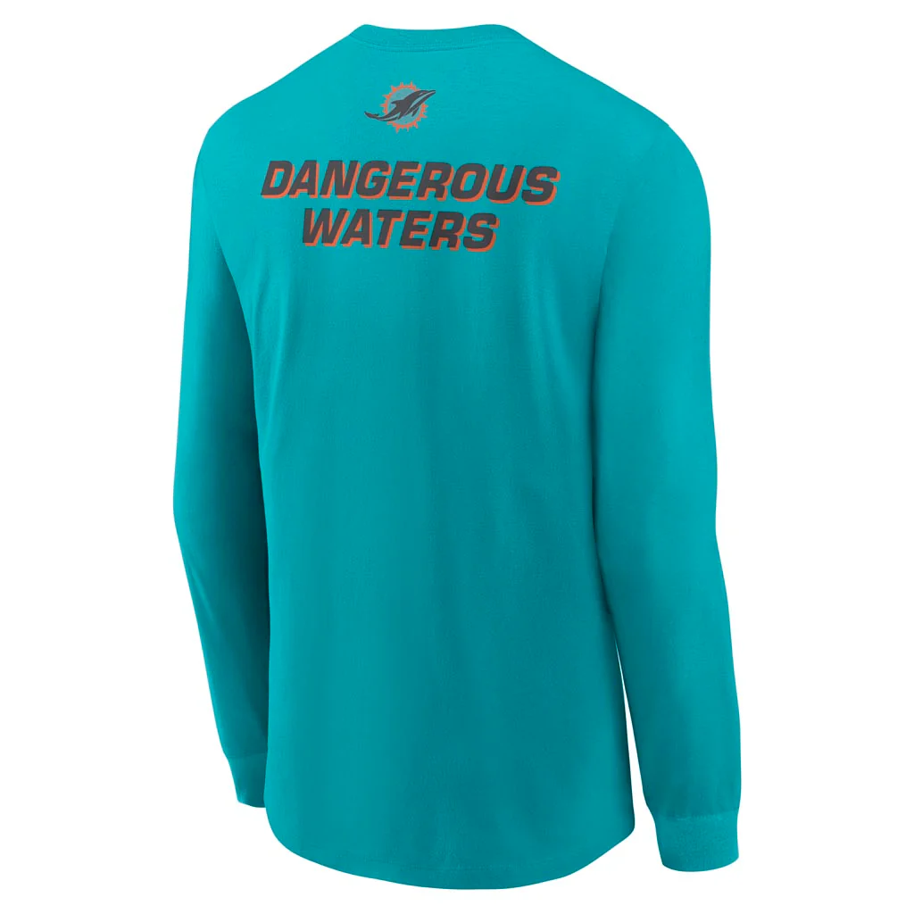 NFL Miami Dolphins Nike Rivalries Cotton Long Sleeve T-Shirt - Teal - Image 3
