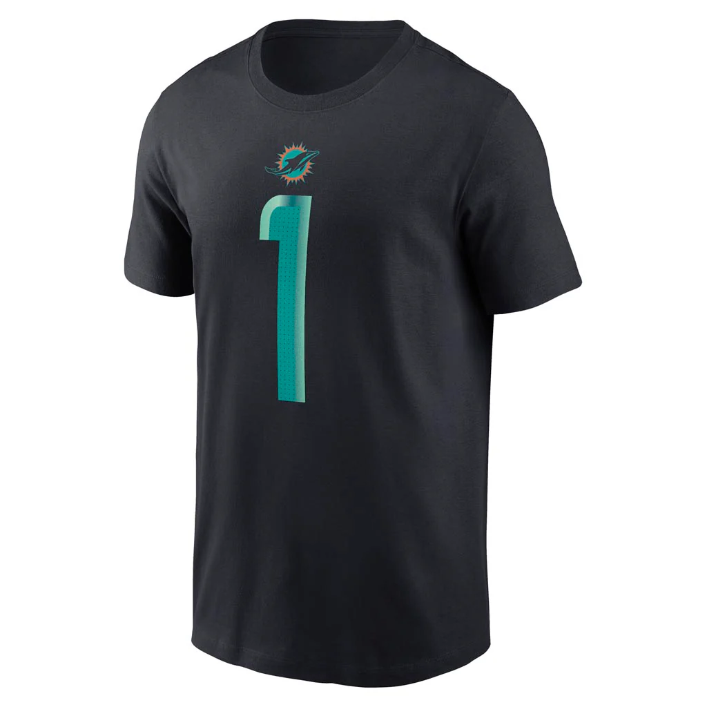 NFL Miami Dolphins Tua Tagovailoa Nike Rivalries Name & Number T-Shirt - Navy - Image 2