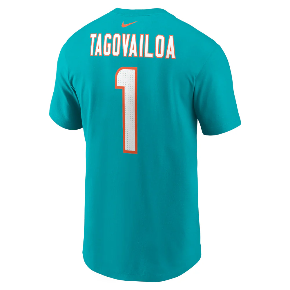NFL Miami Dolphins Tua Tagovailoa Nike Name & Number T-Shirt - Teal - Image 3
