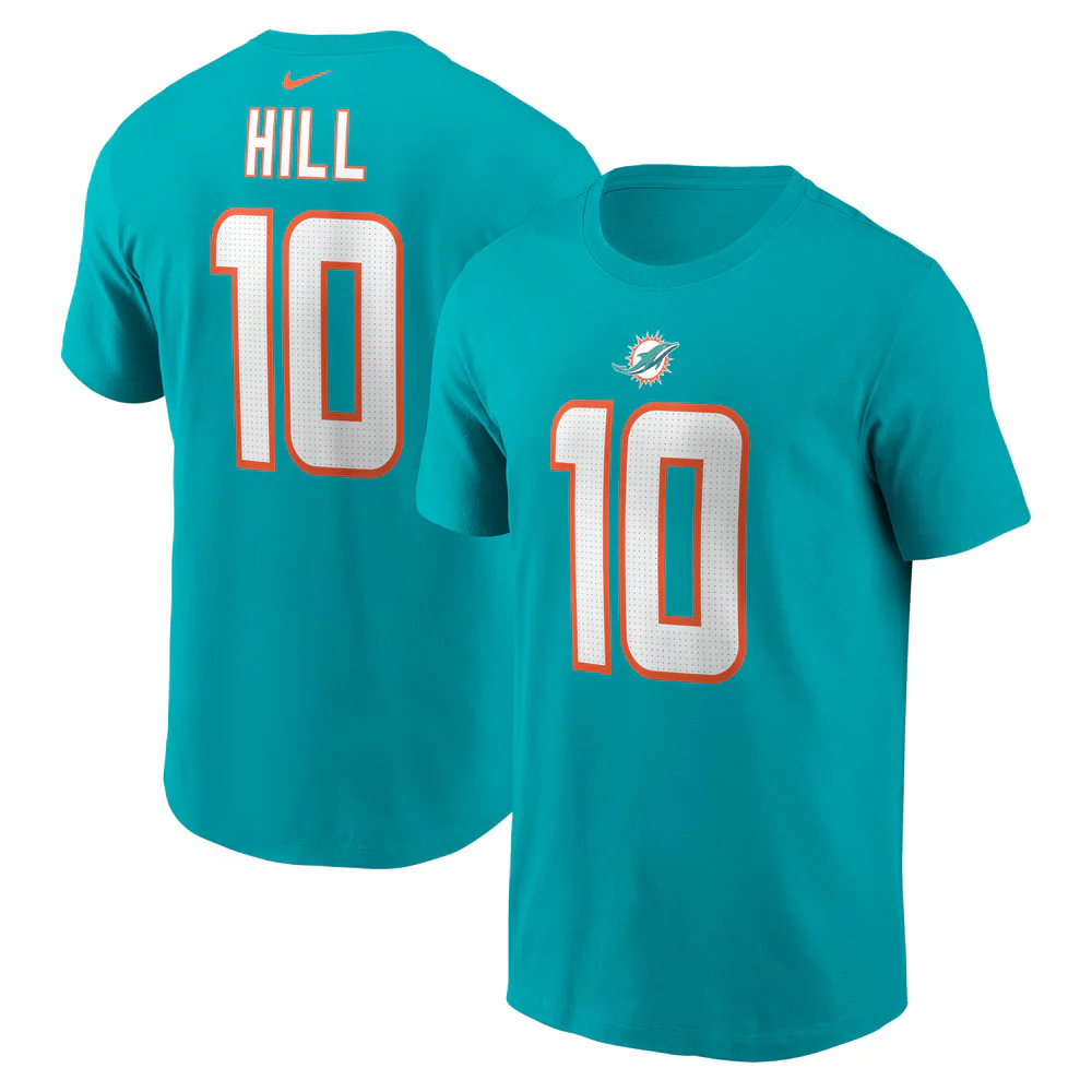 NFL Miami Dolphins Tyreek Hill Nike Name & Number T-Shirt - Teal
