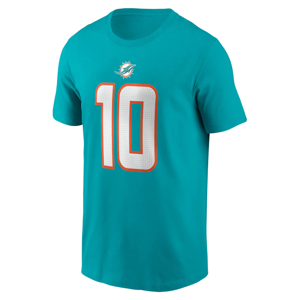 NFL Miami Dolphins Tyreek Hill Nike Name & Number T-Shirt - Teal - Image 2