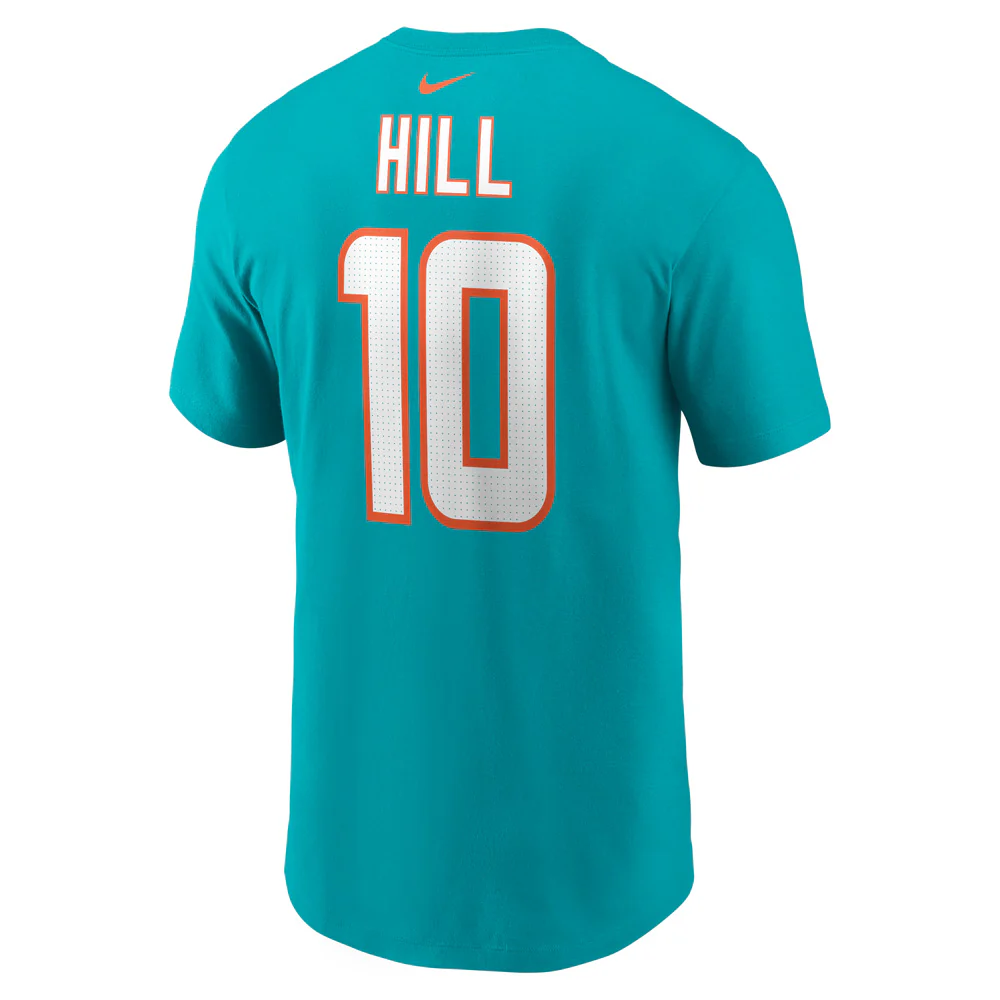 NFL Miami Dolphins Tyreek Hill Nike Name & Number T-Shirt - Teal - Image 3