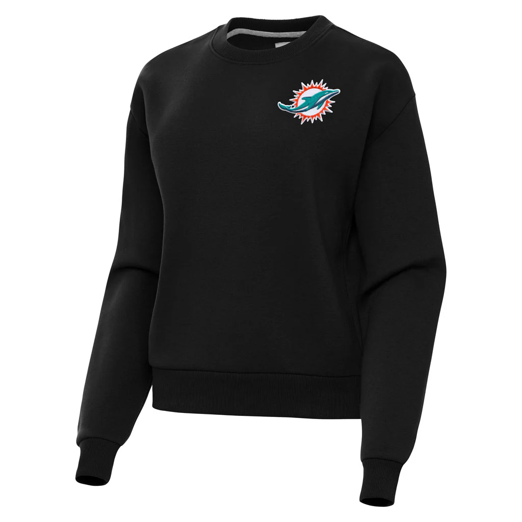 NFL Miami Dolphins Women's Antigua Victory Crewneck Sweater - Black