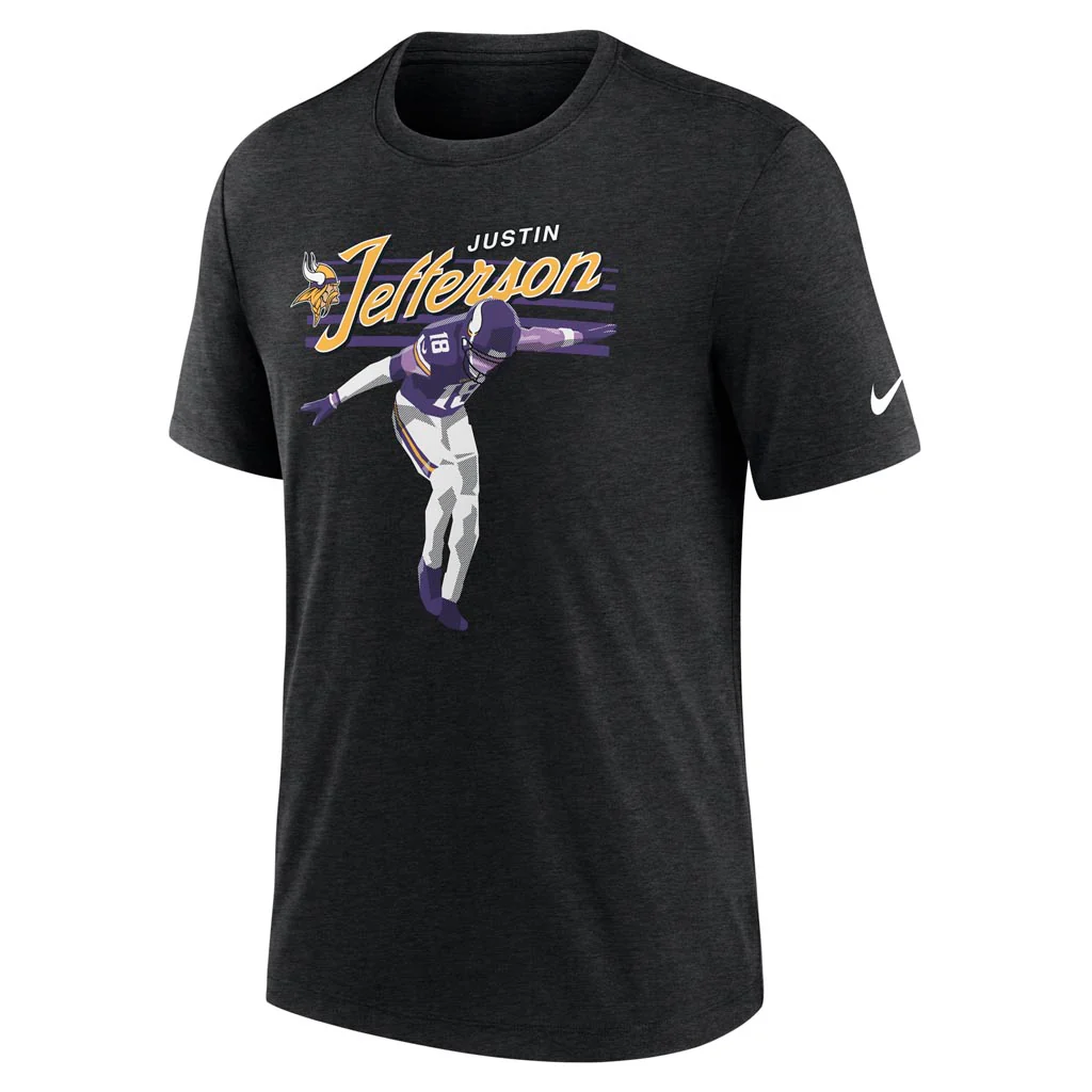 NFL Minnesota Vikings Justin Jefferson Nike Player Pack Triblend T-Shirt - Black - Image 2
