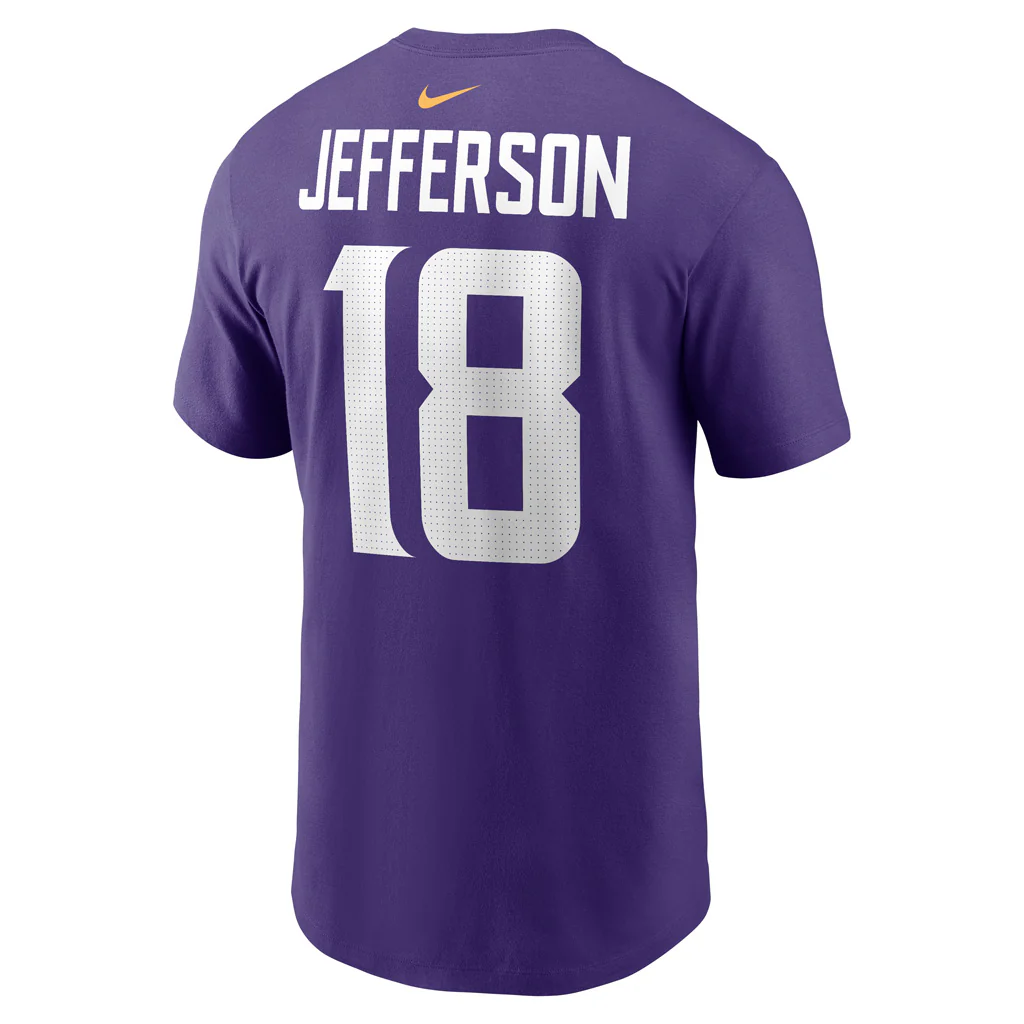 NFL Minnesota Vikings Justin Jefferson Nike Name & Number T-Shirt - Purple - Image 3