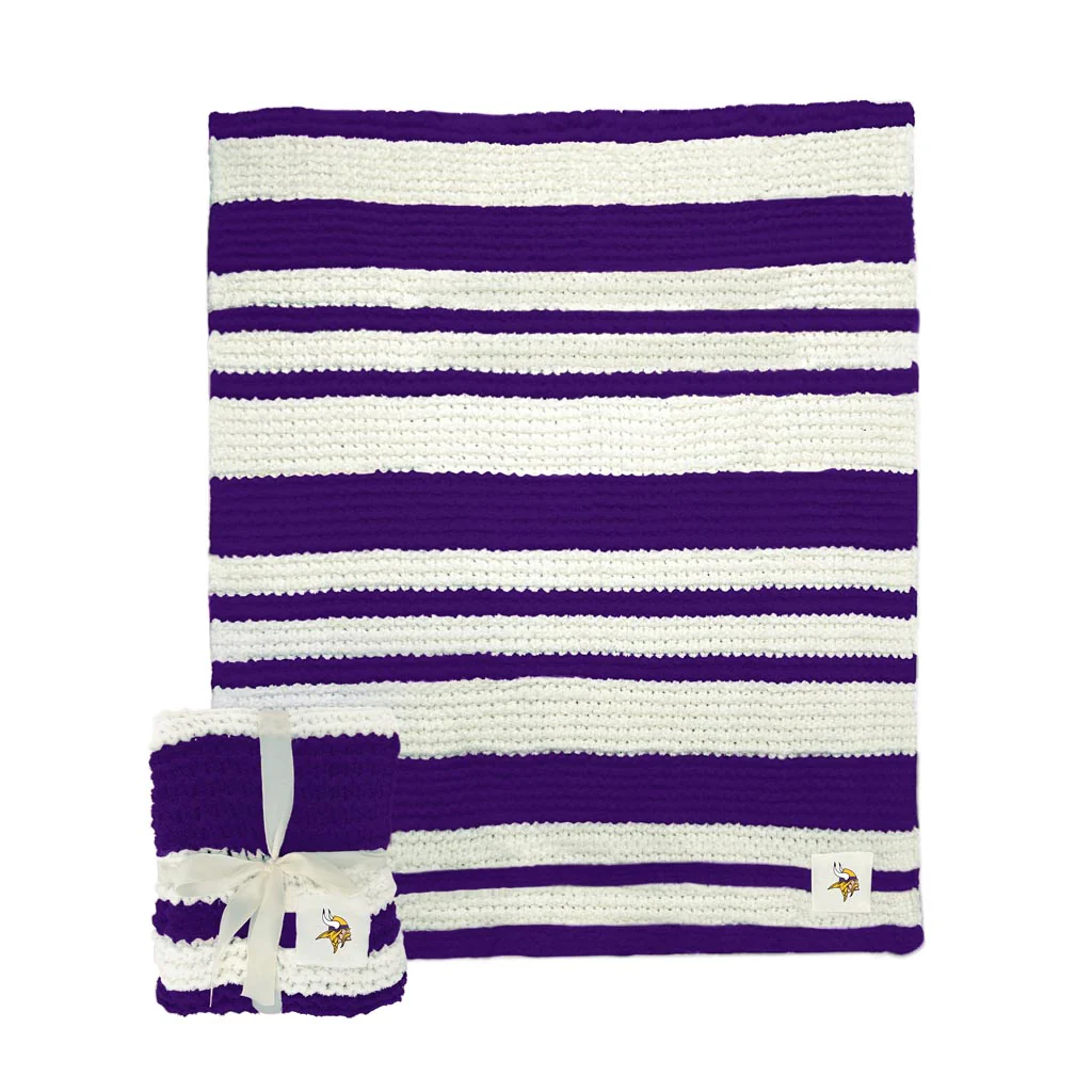 NFL Minnesota Vikings Logo Brands 50" x 60" Cable Knit Throw Blanket - Purple