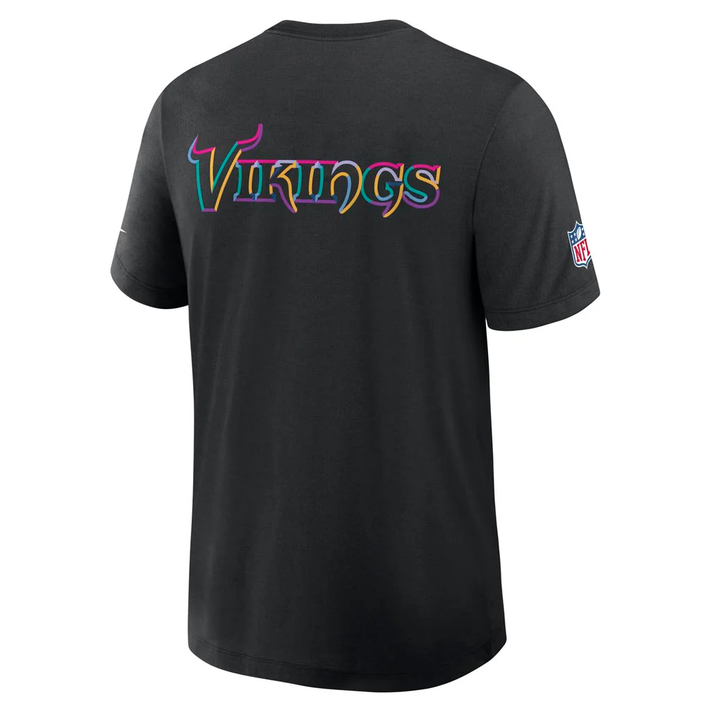 NFL Minnesota Vikings Nike 2025 Crucial Catch Tri-Blend T-Shirt - Black - Image 3
