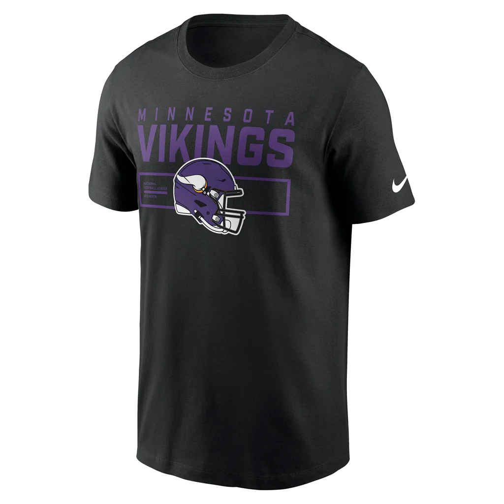 NFL Minnesota Vikings Nike Helmet Essential T-Shirt - Black - Image 2