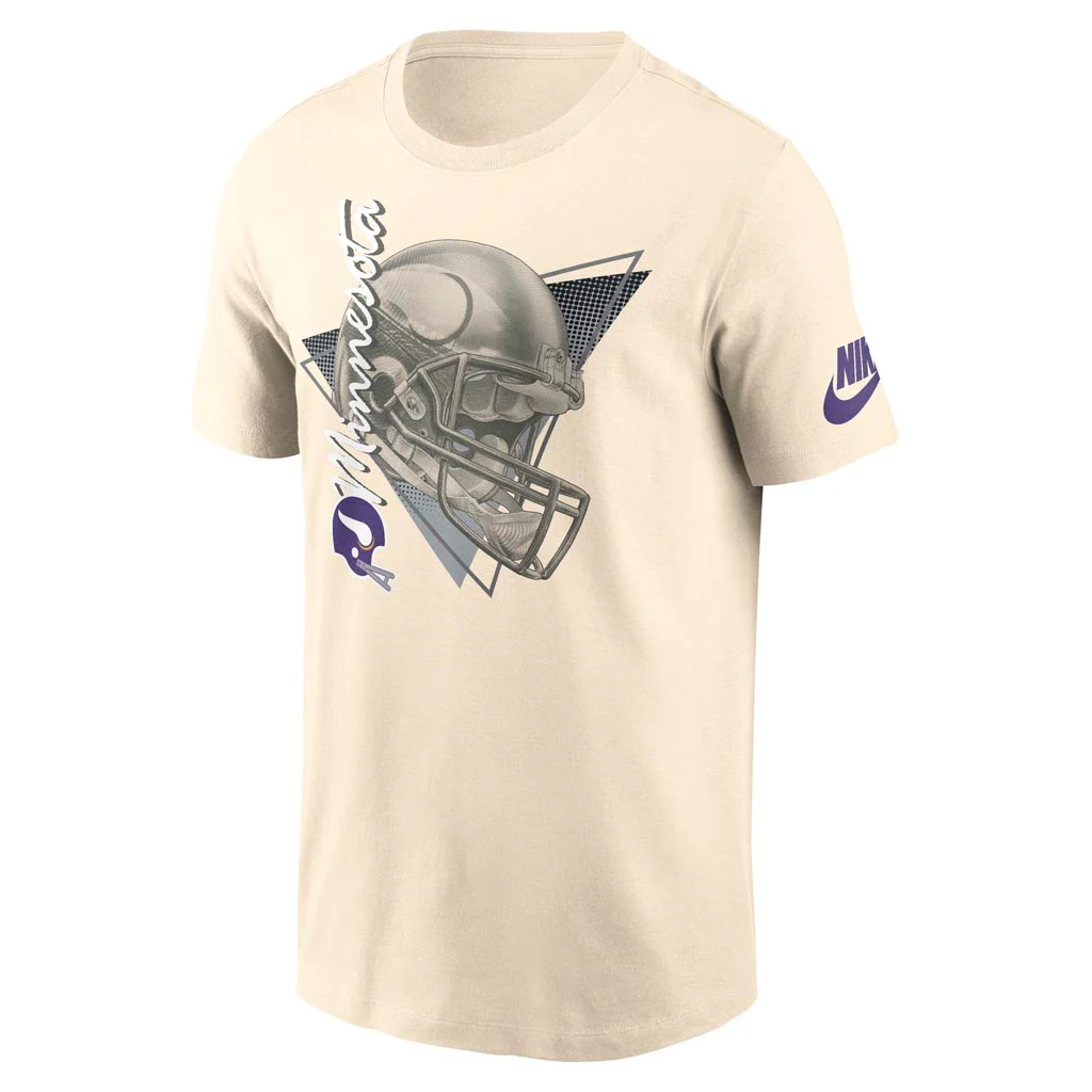 NFL Minnesota Vikings Nike Rewind Helmet T-Shirt - Cream - Image 2