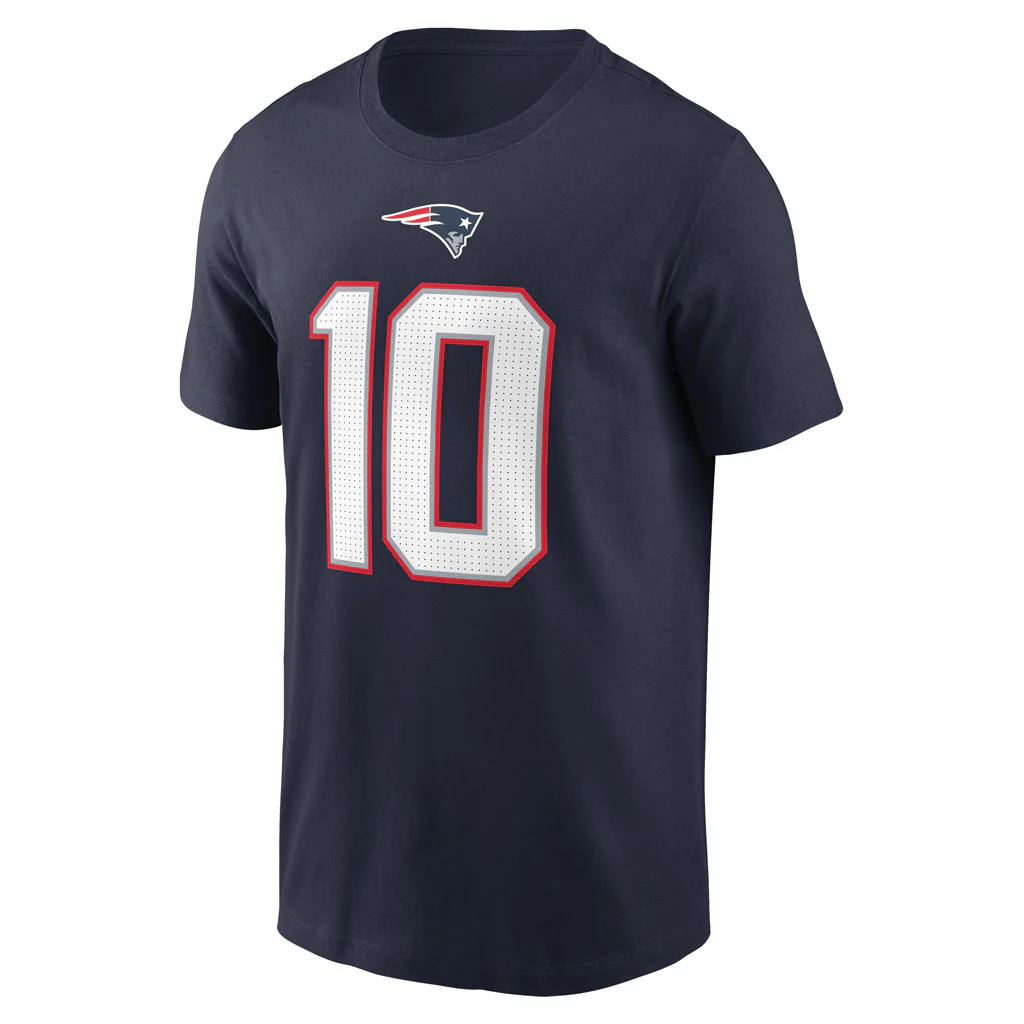 NFL New England Patriots Drake Maye Nike Name & Number T-Shirt - Navy - Image 2
