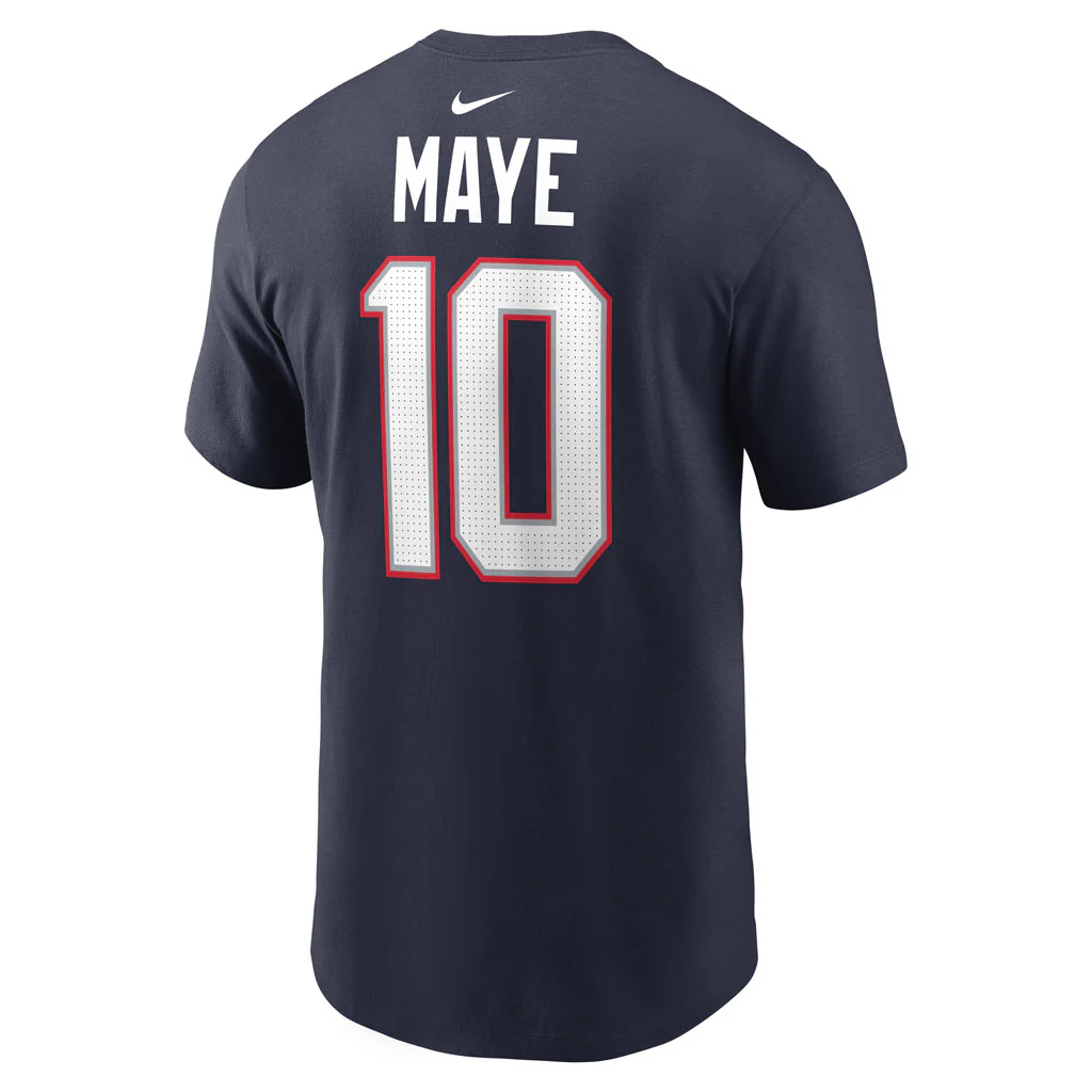 NFL New England Patriots Drake Maye Nike Name & Number T-Shirt - Navy - Image 3