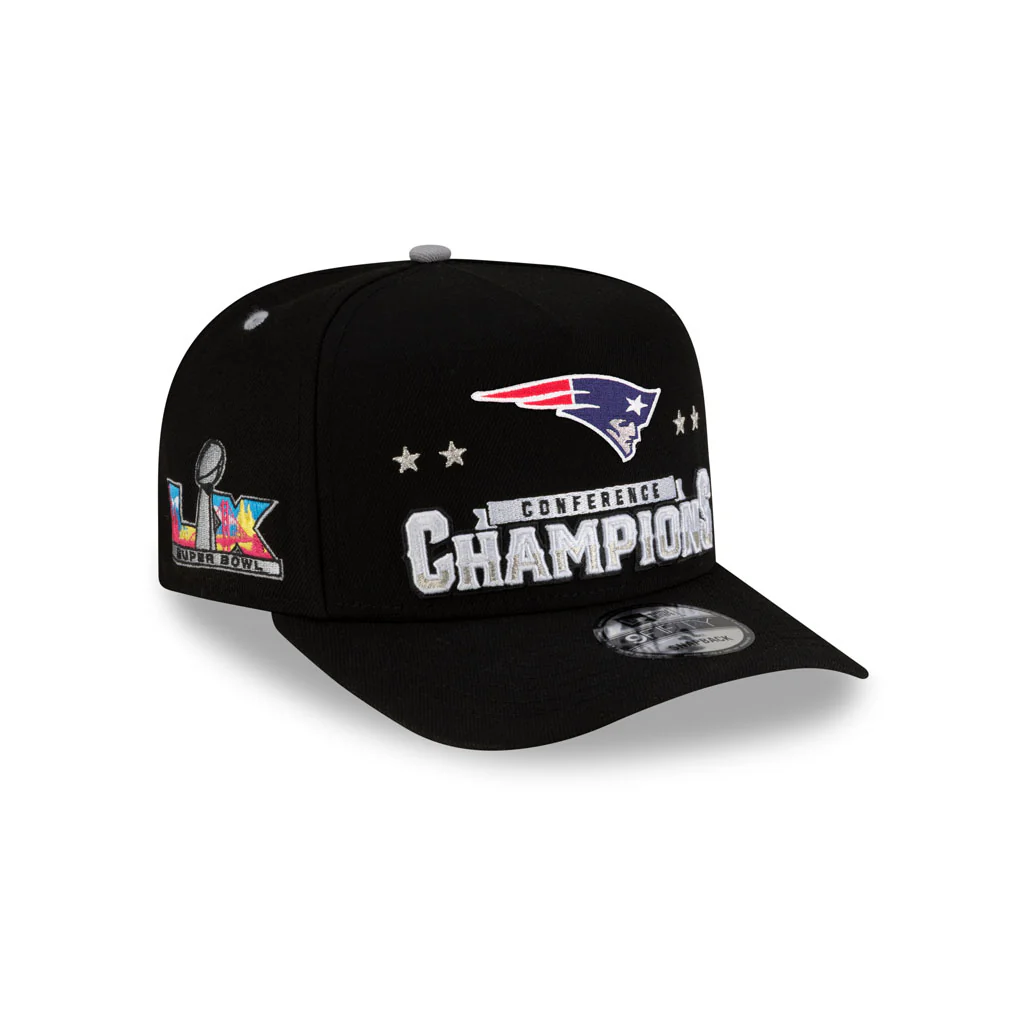 NFL New England Patriots New Era Super Bowl LX Conf Champ 9FIFTY A-Frame Hat - Black - Image 2