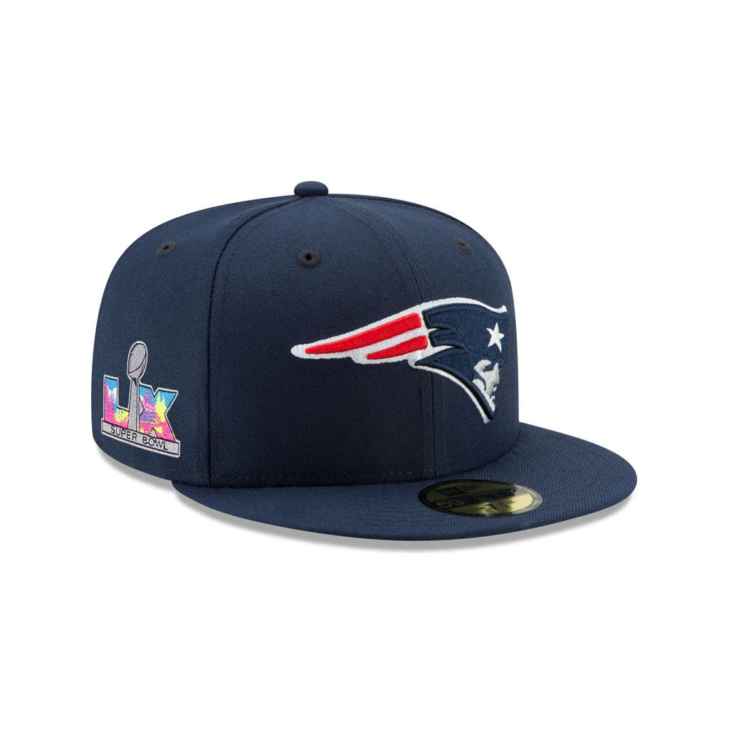 NFL New England Patriots New Era Super Bowl LX Side Patch 59FIFTY Fitted Hat - Navy - Image 2