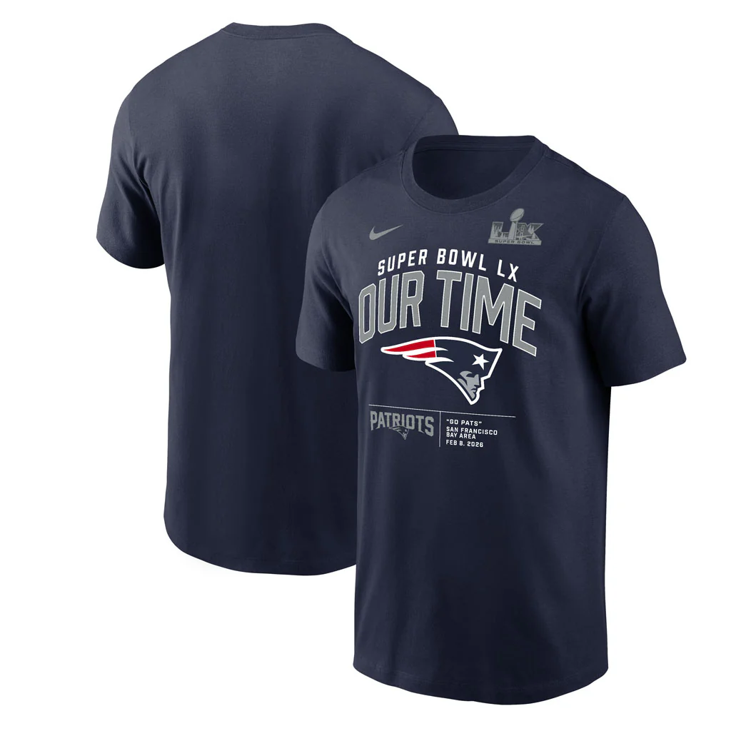 NFL New England Patriots Nike Super Bowl LX Clear Sign T-Shirt - Navy