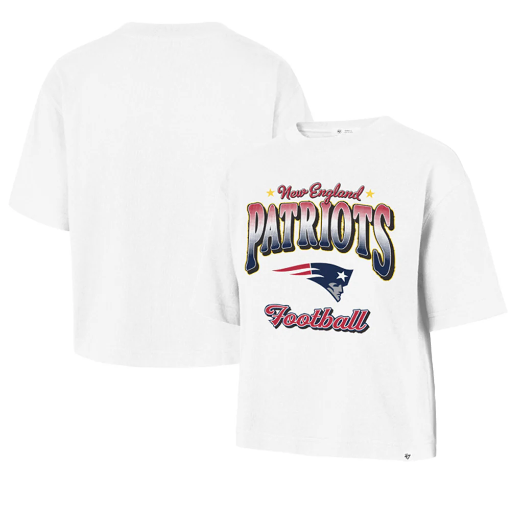 NFL New England Patriots Women's '47 Vibe Check Reed City Crop T-Shirt - White