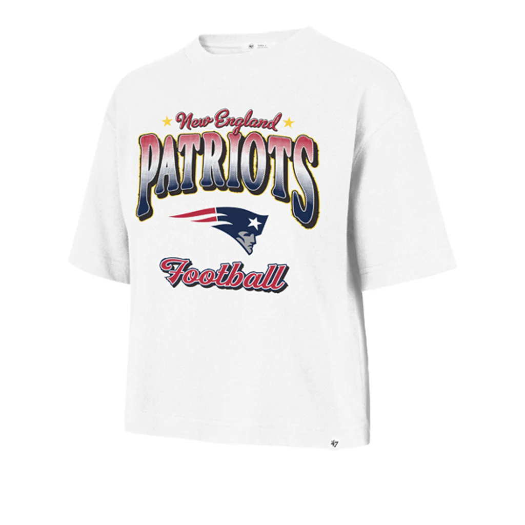 NFL New England Patriots Women's '47 Vibe Check Reed City Crop T-Shirt - White - Image 2